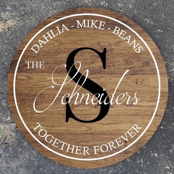 Family Name Circle Sign (Light Stain)