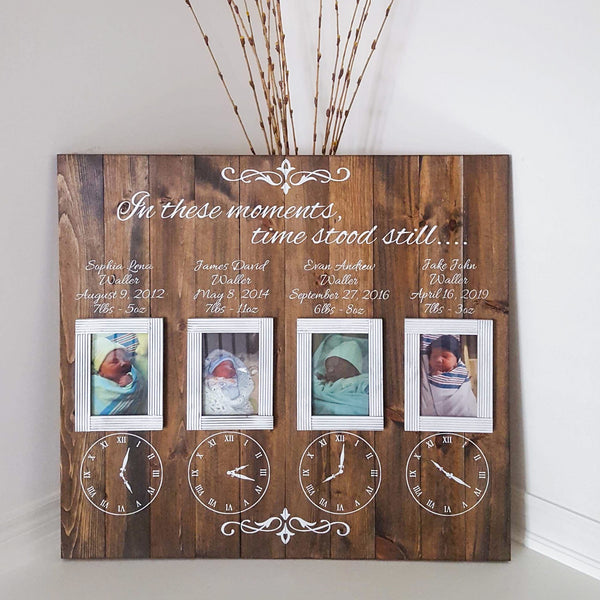 In These Moments Time Stood Still with Frames | Multiboard Birth Stat Sign