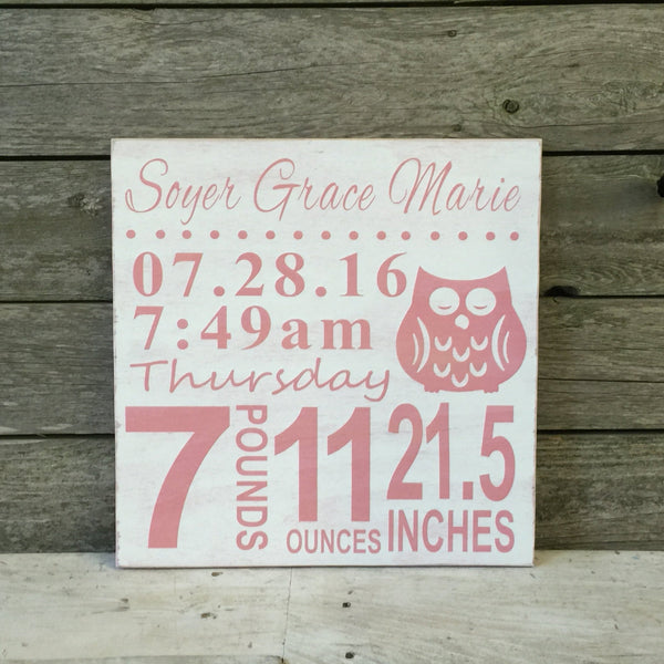 Personalized Baby Birth Stats Sign | Kids Room Decor