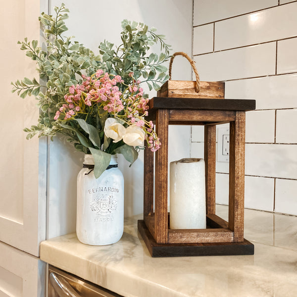 Rustic Farmhouse Lantern | Candle Stand