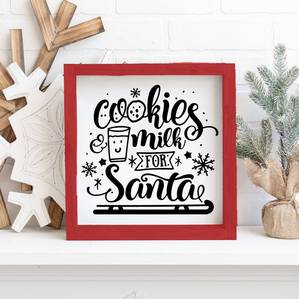 Cookies & Milk for Santa Square Sign | DIY kit