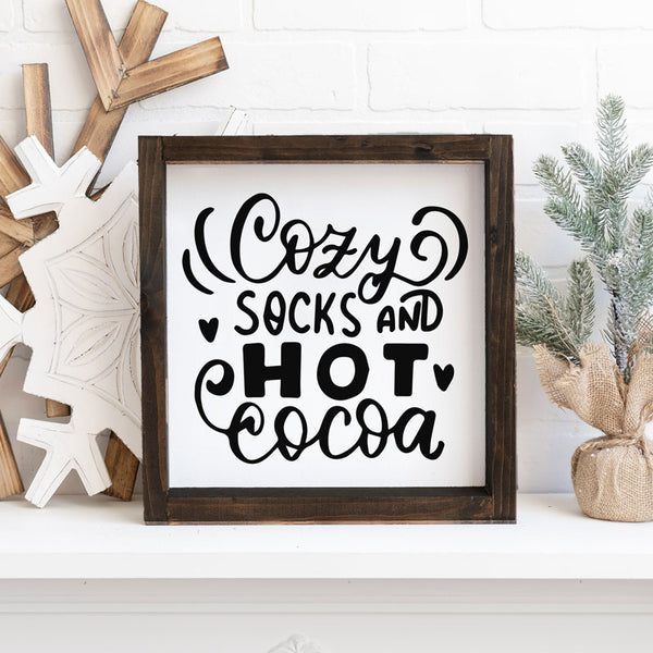 Cozy Socks & Hot Cocoa Square Sign | DIY kit