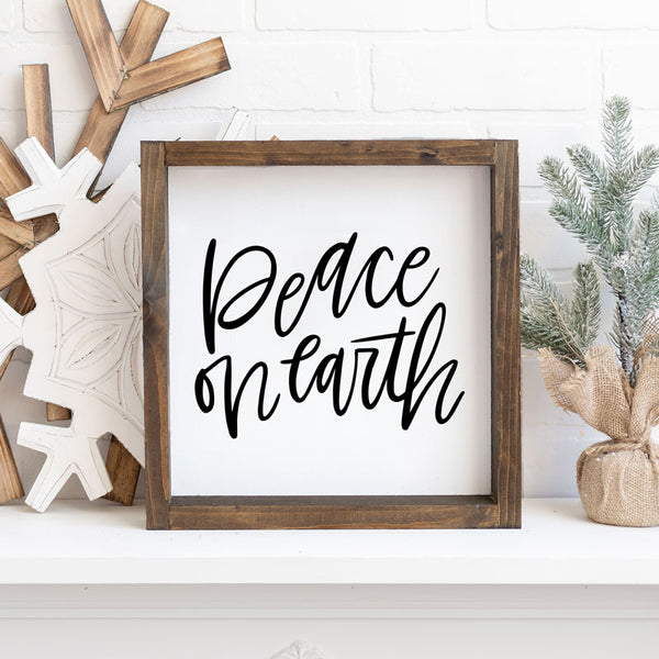 Peace on Earth Handwritten Square Sign | DIY kit