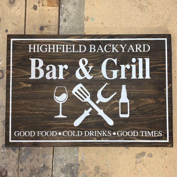 Custom Last Name Bar and Grill Sign | Gifts for Him