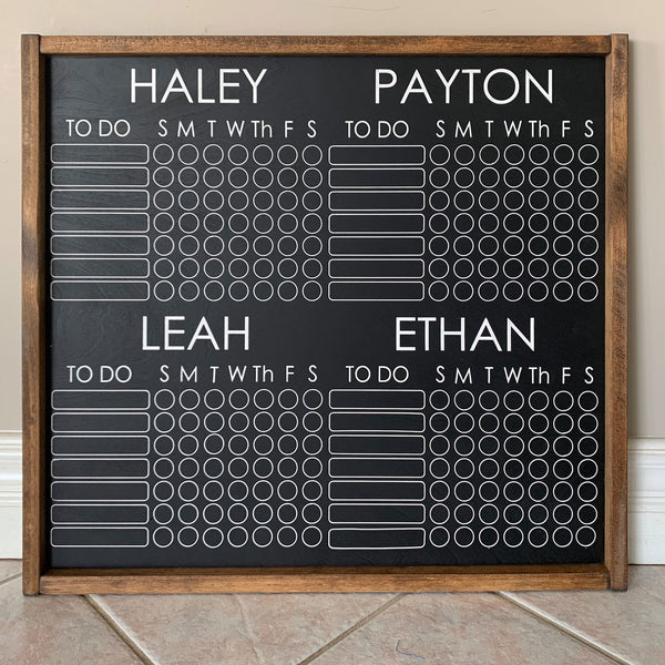 Personalized Chore Chart or Daily Habit Tracker for Kids - 4 slots | Kids Room Decor