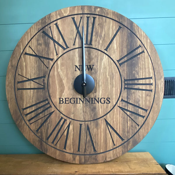 Engraved Farmhouse Clock | Oversized Wall Clocks