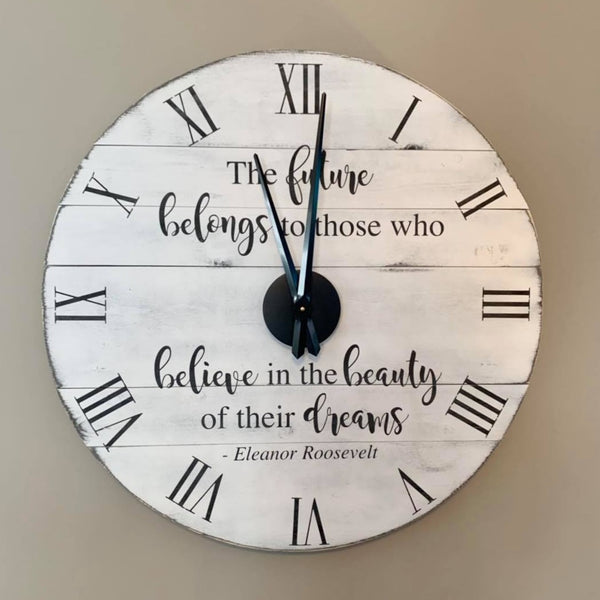 Custom Quote Large Farmhouse Wall Clock | Personalized Clocks