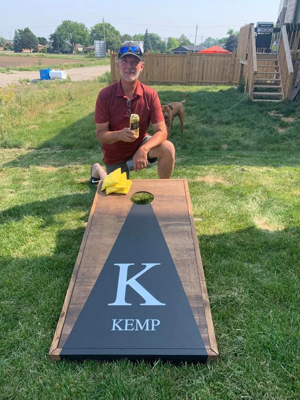 Painted & Stained Cornhole Boards & 8 Bean Bags - 1 Colour Logo | Outdoor Yard Games