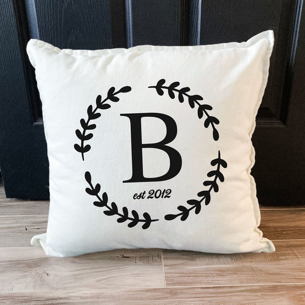 Family Initial and Established Date Pillow | Personalized Products