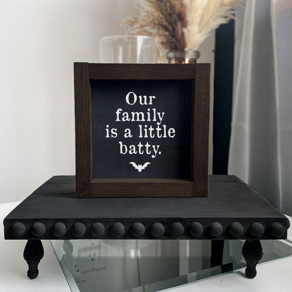 Our Family is a Little Batty Framed Halloween 5x5 | Shelf Signs