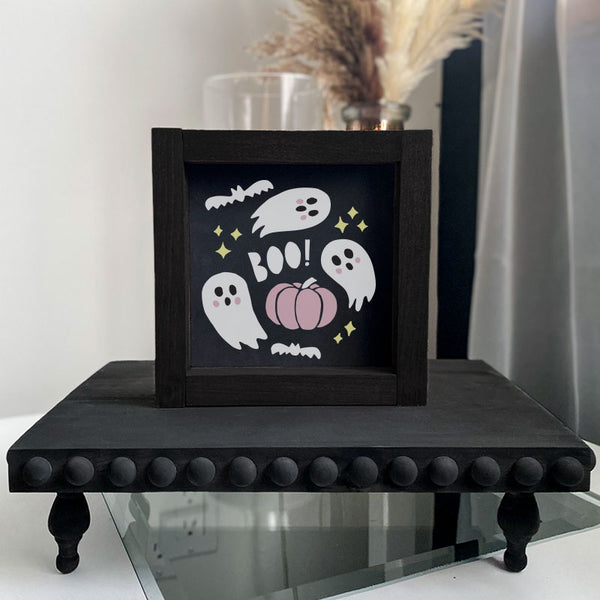 Cute Ghosts Framed Halloween 5x5 | Shelf Signs