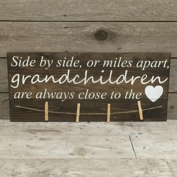 Side By Side or Miles Apart Picture or Drawing Holder with Clips | Singleboard Signs