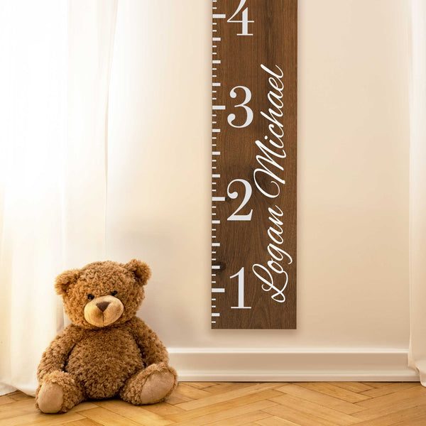 Personalized Wood Growth Chart Ruler - Light | Kids Room Decor