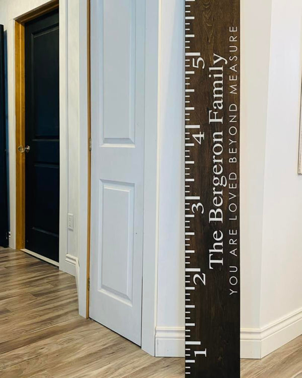 Personalized Wood Growth Chart Ruler - Dark Stain | Kids Room Decor