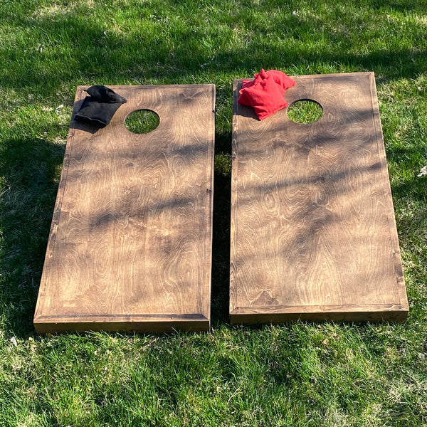 Stained Cornhole Boards & 8 Bean Bags | Outdoor Yard Games