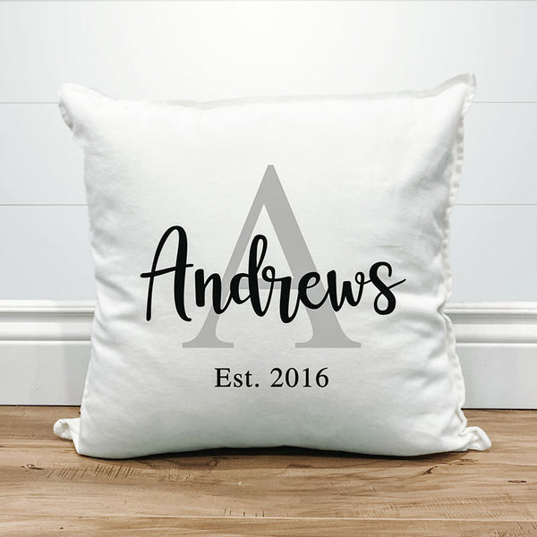 Custom Family Name and Established Date Pillow | Personalized Products