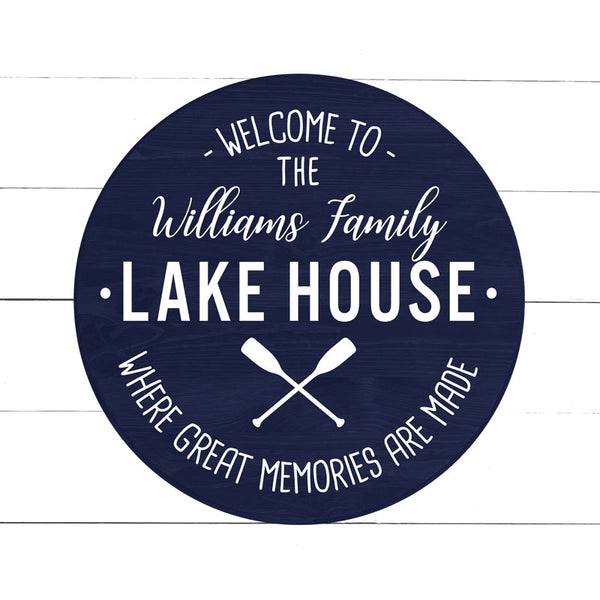 Family Name Lake House, Cabin, Cottage, or Trailer Circle Sign | At-Home Painting Kits