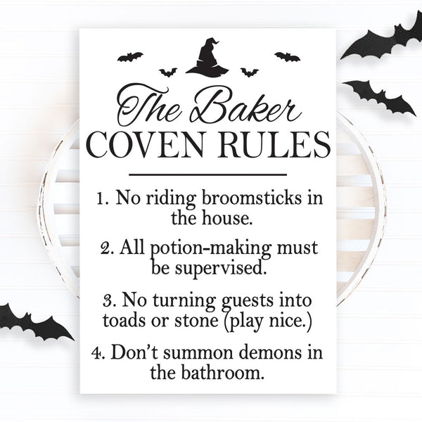 Family Name Coven Rules | Halloween Signs & Decor