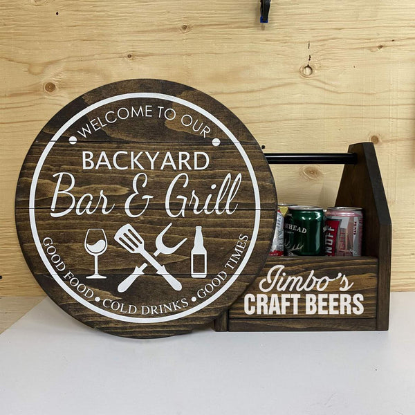 Custom Sign and Drink Caddy Gift Bundle | Gifts for Him