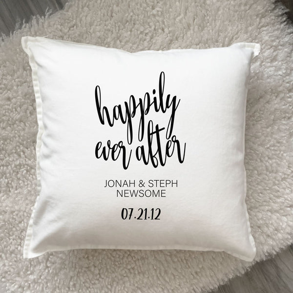 Happily Ever After Family Name & Established Date Pillow | Personalized Products