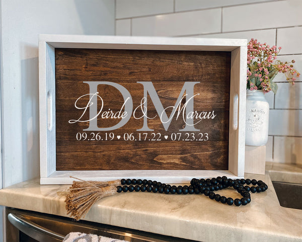 Large 2-Toned Farmhouse Custom Name Serving Tray | Wedding Gifts