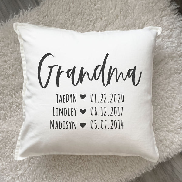 Grandma Custom Throw Pillow with Grandkids' Names | Personalized Products