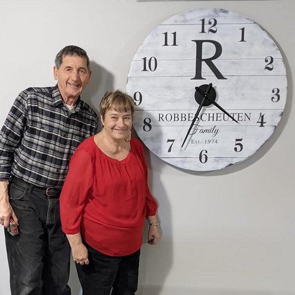 Family Name & Initial Oversized Farmhouse Clock