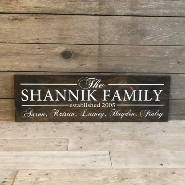 Custom Family Name Sign (Single Board - 4 lines)