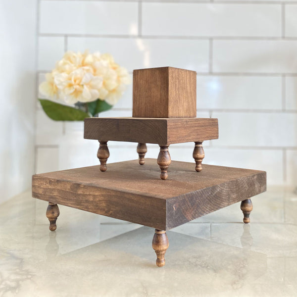 Farmhouse Wood Pedestal Riser Set