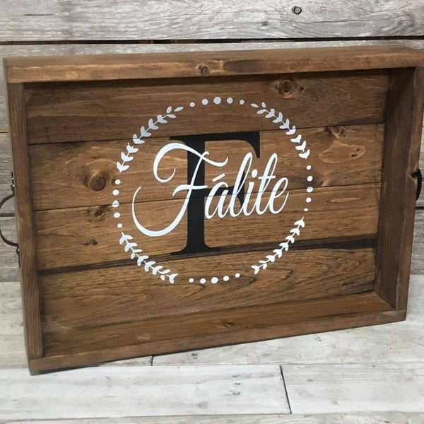 Farmhouse Family Name Serving Tray - Light Stain