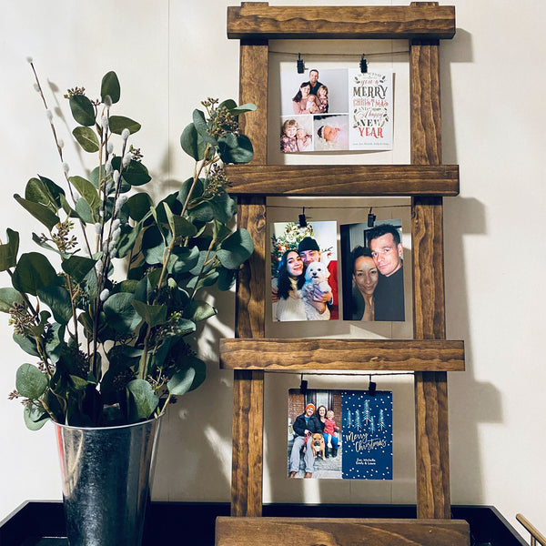 Rustic Ladder Photo Hanger