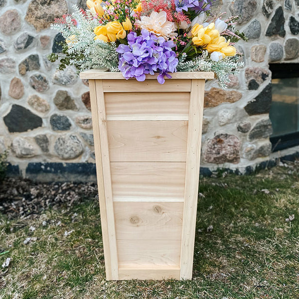 Tall Tapered Cedar Planter Box - Aprx 28in x 16in